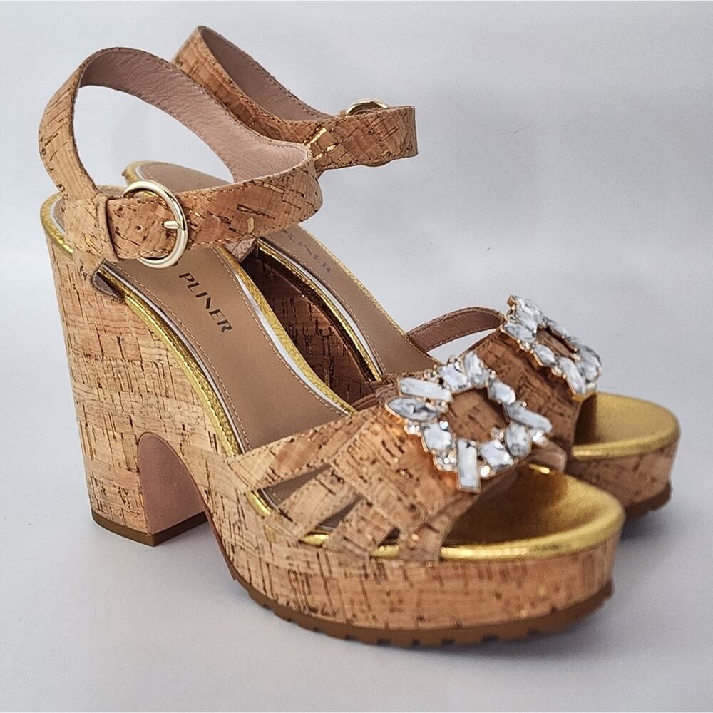 Donald Pliner Galatea Cork Platform Jeweled Sandals Size 8.5 NWT